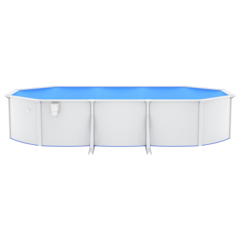 Stahlwand-Pool Oval 610x360x120 cm Weiß