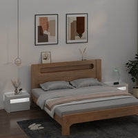 Thumbnail for Nachttische 2 Stk. mit LEDs Hochglanz-Weiß 60x35x40 cm