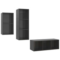 Thumbnail for 3-tlg. TV-Schrank-Set Hochglanz-Grau Spanplatte