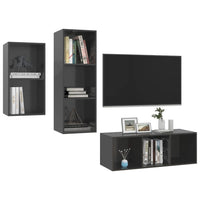 Thumbnail for 3-tlg. TV-Schrank-Set Hochglanz-Grau Spanplatte