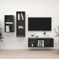 Thumbnail for 3-tlg. TV-Schrank-Set Hochglanz-Grau Spanplatte