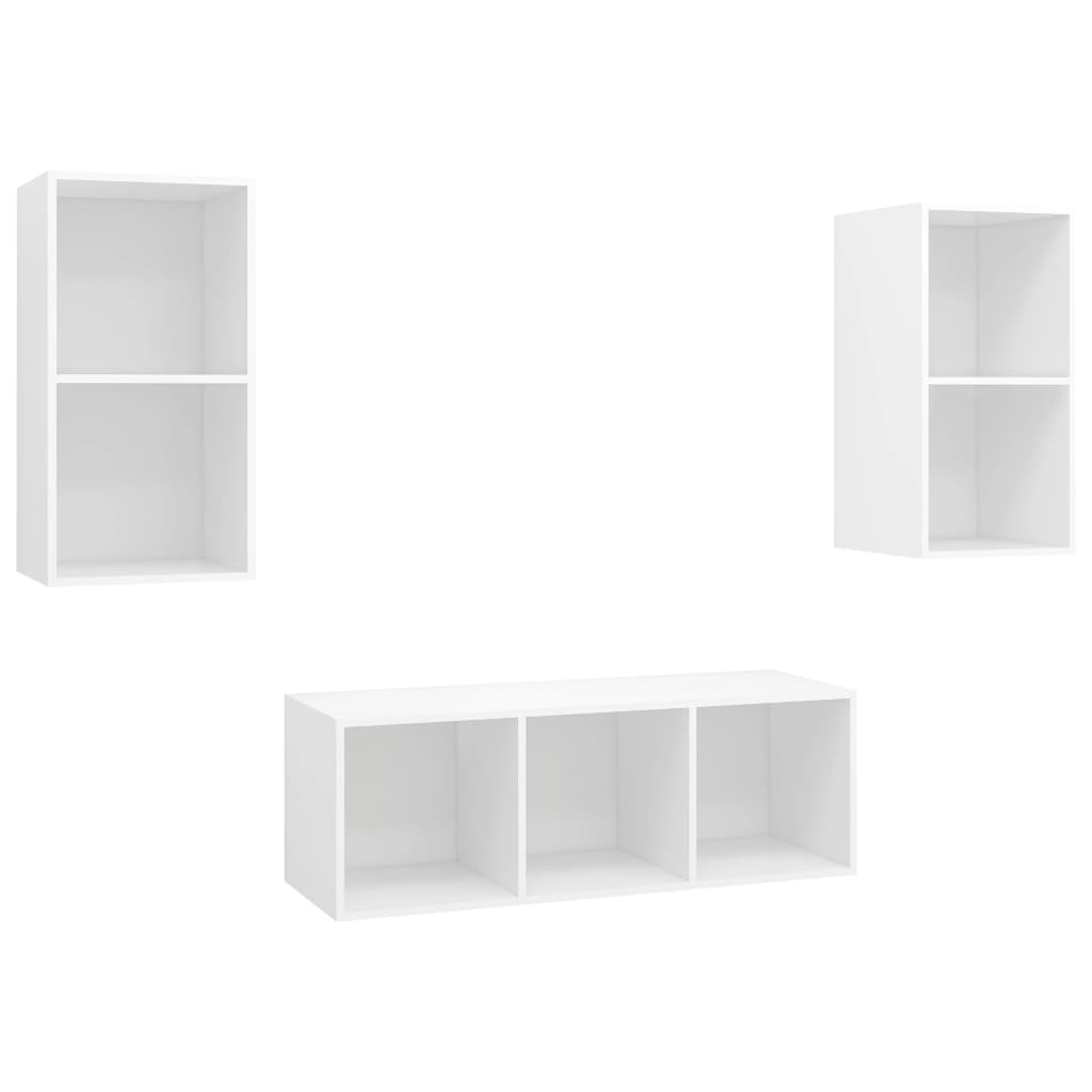 3-tlg. TV-Schrank-Set Weiß Spanplatte