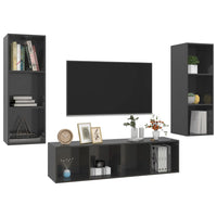 Thumbnail for 3-tlg. TV-Schrank-Set Hochglanz-Grau Spanplatte