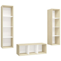 Thumbnail for 3-tlg. TV-Schrank-Set Weiß Sonoma-Eiche Spanplatte