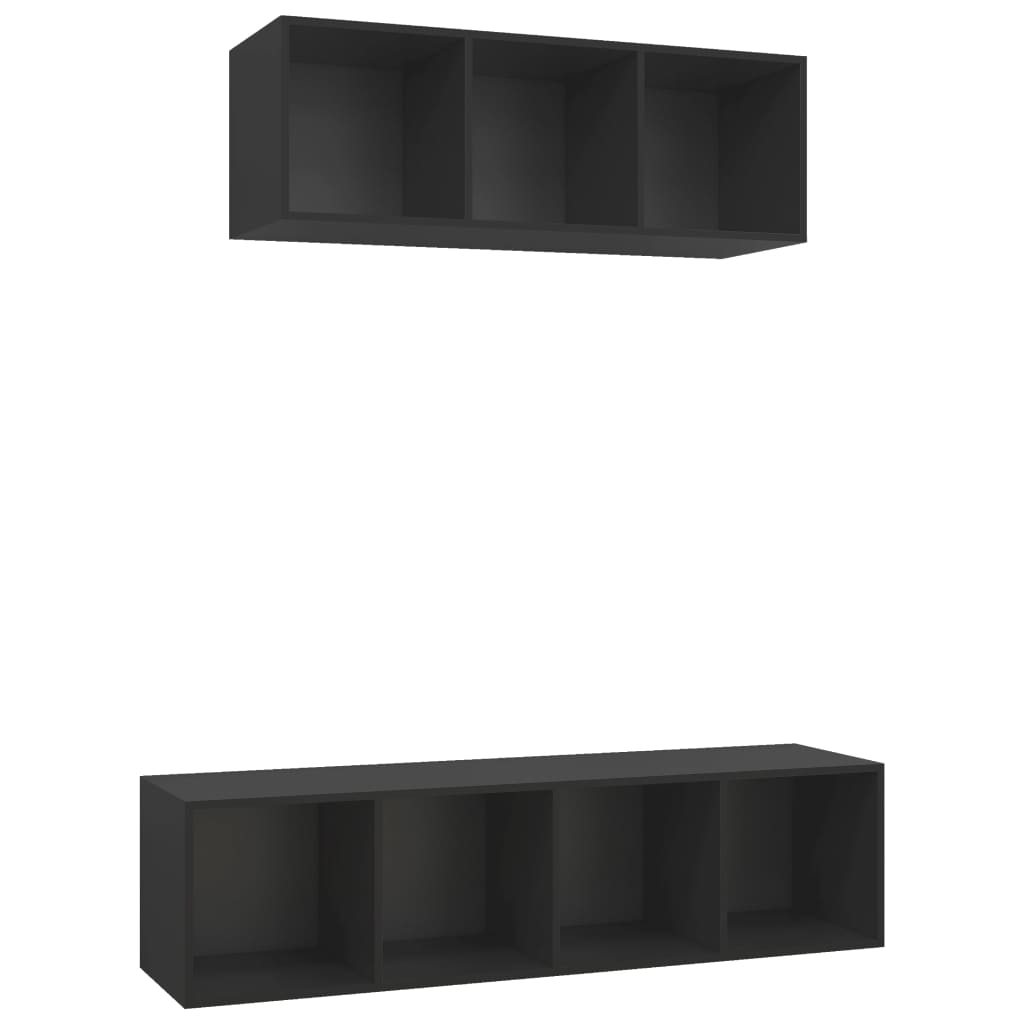 2-tlg. TV-Schrank-Set Schwarz Spanplatte