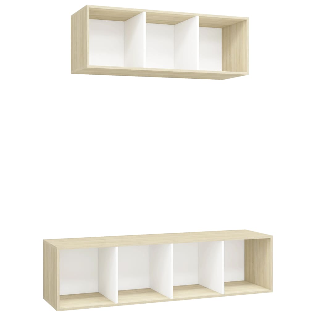 2-tlg. TV-Schrank-Set Weiß Sonoma-Eiche Spanplatte