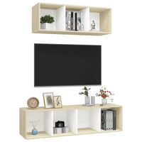 Thumbnail for 2-tlg. TV-Schrank-Set Weiß Sonoma-Eiche Spanplatte