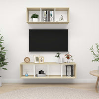 Thumbnail for 2-tlg. TV-Schrank-Set Weiß Sonoma-Eiche Spanplatte