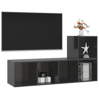 Thumbnail for 2-tlg. TV-Schrank-Set Hochglanz-Grau Spanplatte