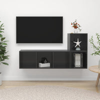 Thumbnail for 2-tlg. TV-Schrank-Set Hochglanz-Grau Spanplatte
