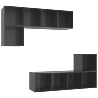 Thumbnail for 4-tlg. TV-Schrank-Set Hochglanz-Grau Spanplatte