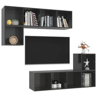 Thumbnail for 4-tlg. TV-Schrank-Set Hochglanz-Grau Spanplatte