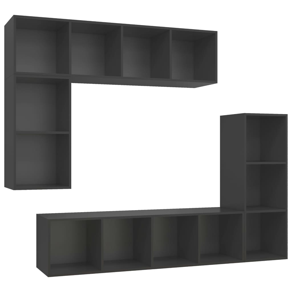 4-tlg. TV-Schrank-Set Grau Spanplatte