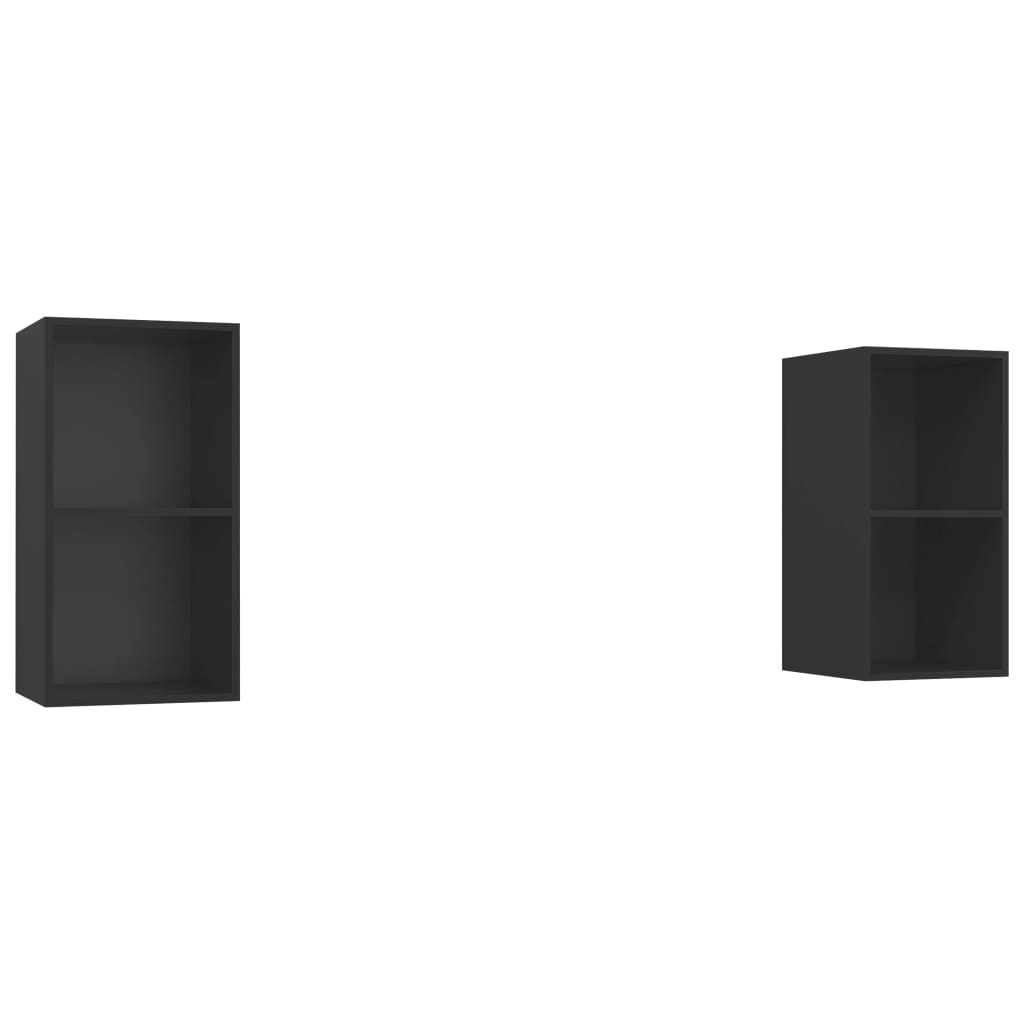 TV-Wandschränke 2 Stk. Schwarz Spanplatte