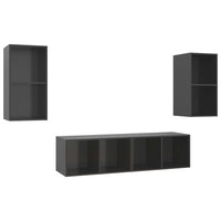 Thumbnail for TV-Wandschränke 4 Stk. Hochglanz-Grau Spanplatte