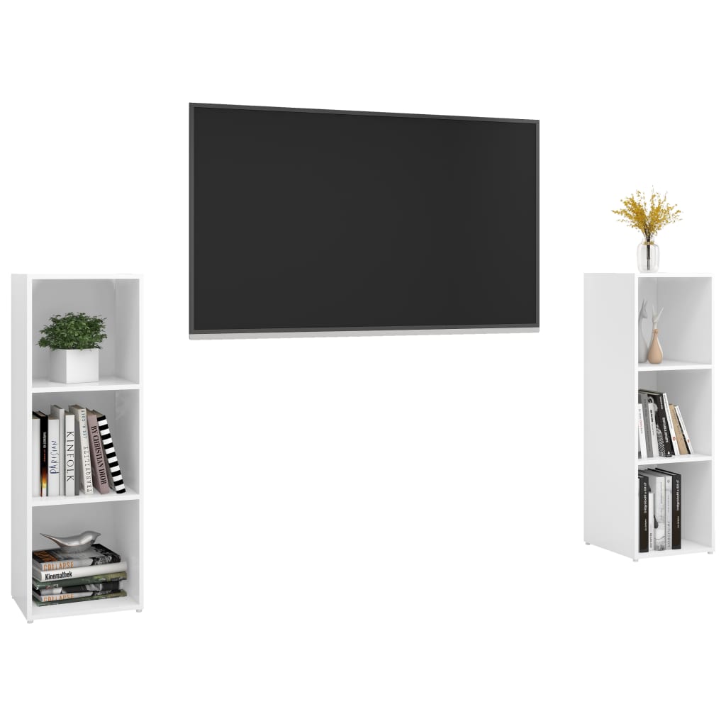 TV-Schränke 2 Stk. Hochglanz-Weiß 107x35x37 cm Spanplatte
