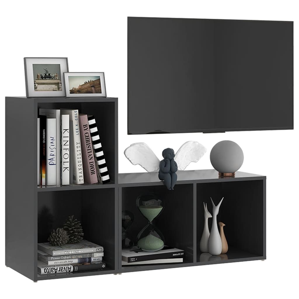 TV-Schränke 2 Stk. Grau 72x35x36,5 cm Spanplatte