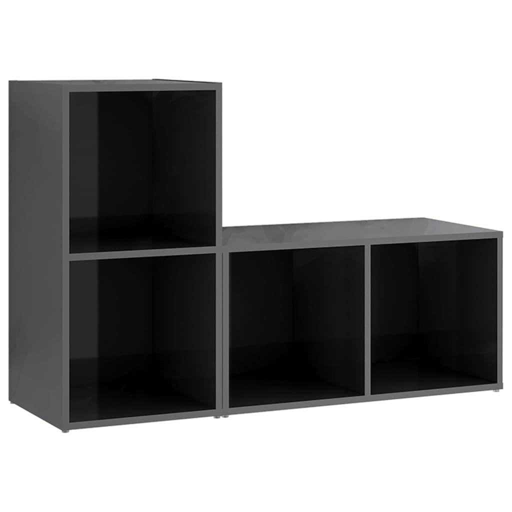 TV-Schränke 2 Stk. Hochglanz-Grau 72x35x36,5 cm Spanplatte