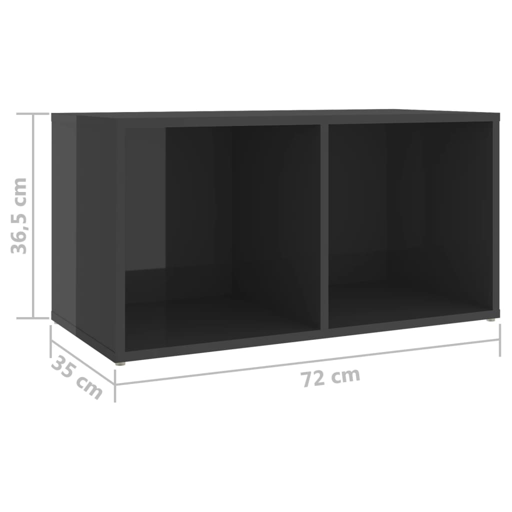 TV-Schränke 2 Stk. Hochglanz-Grau 72x35x36,5 cm Spanplatte
