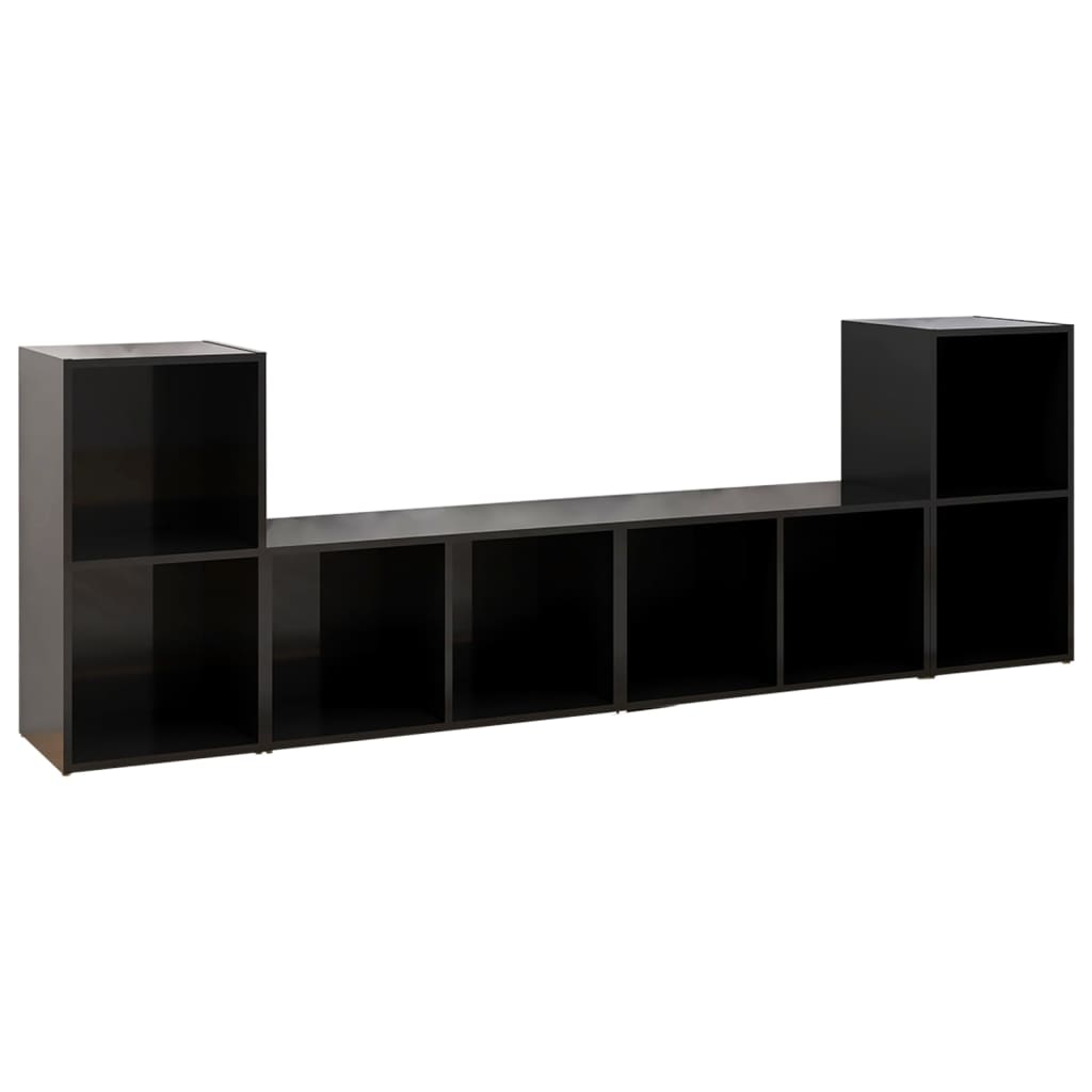 TV-Schränke 4 Stk. Hochglanz-Schwarz 72x35x36,5 cm Spanplatte
