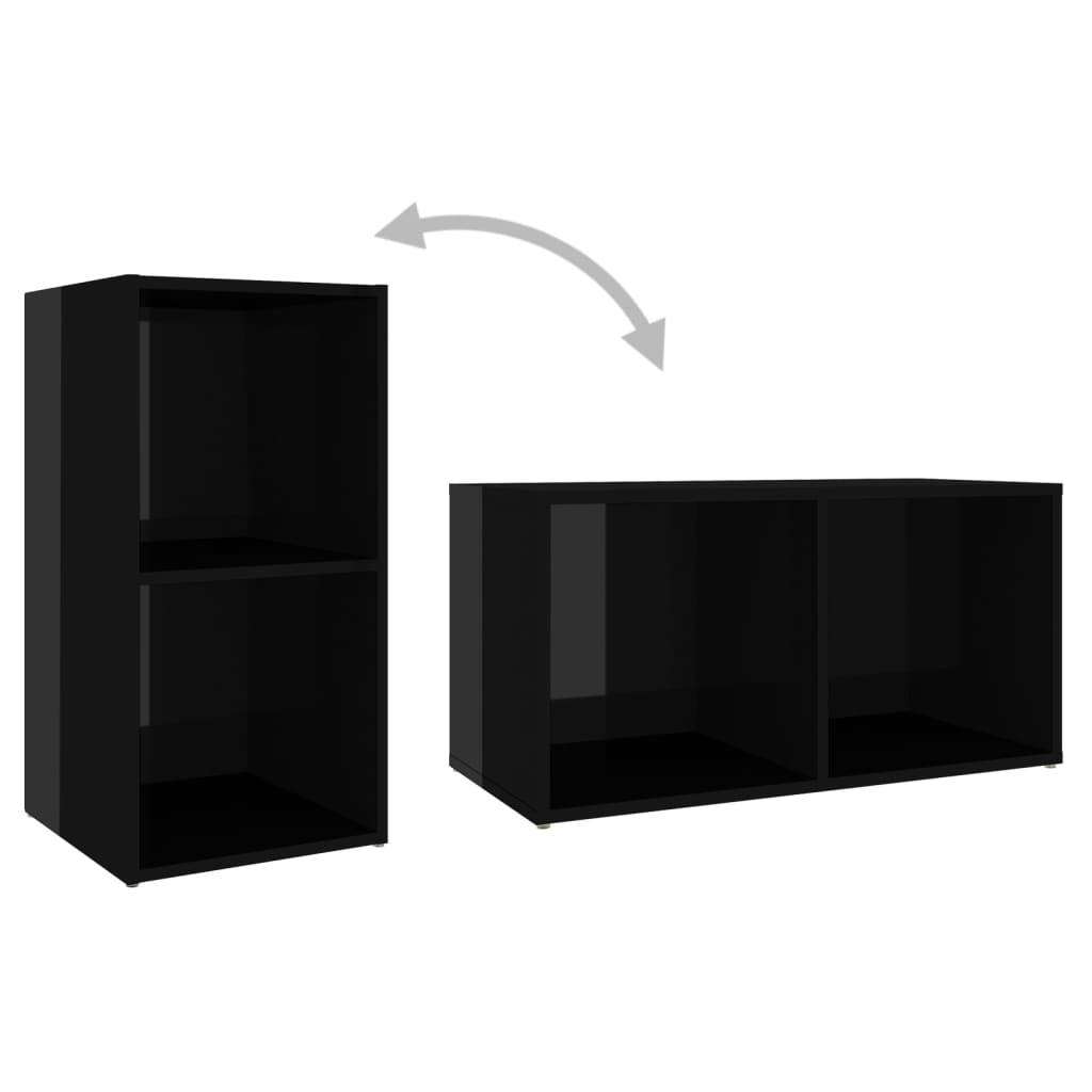 6-tlg. TV-Schrank-Set Hochglanz-Schwarz Spanplatte