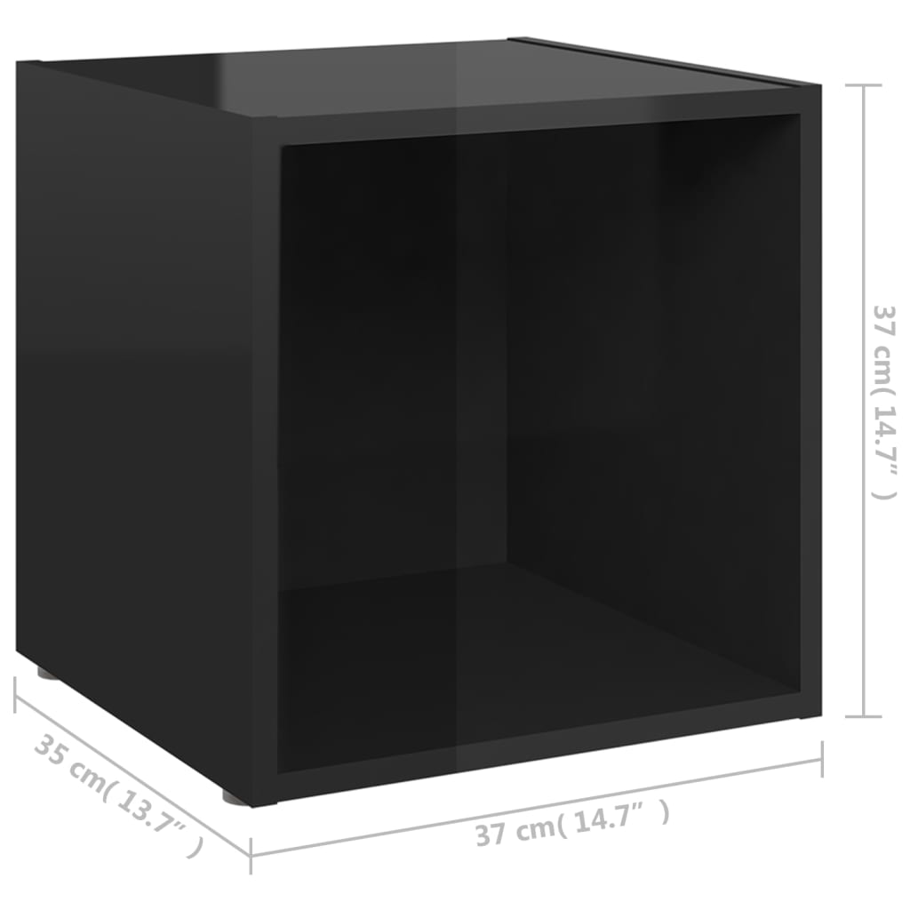 6-tlg. TV-Schrank-Set Hochglanz-Schwarz Spanplatte