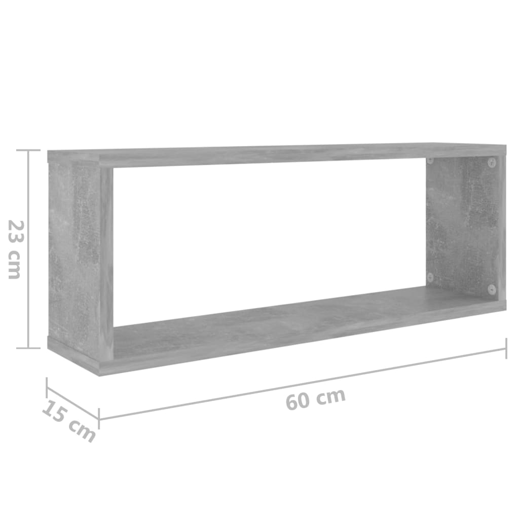 Würfelregale 2 Stk. Betongrau 60x15x23 cm Spanplatte