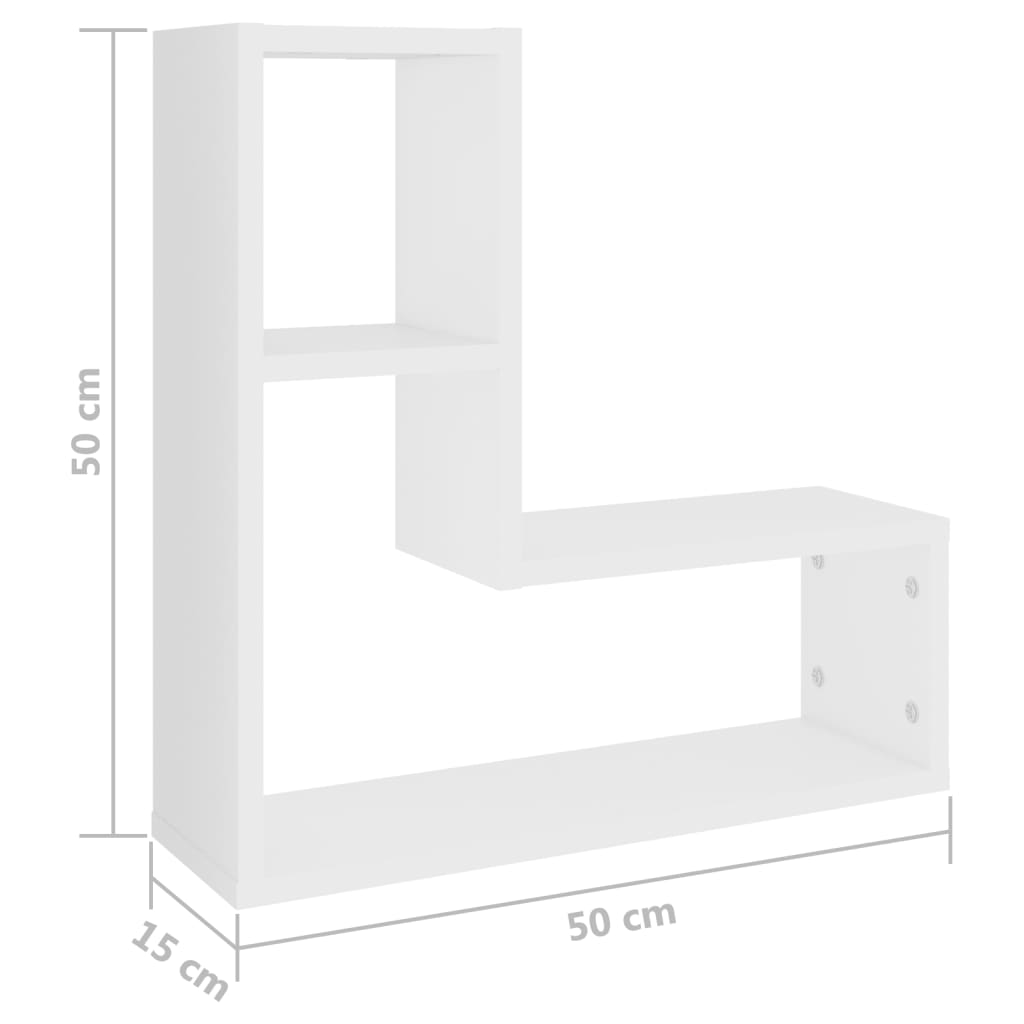 Wandregale 2 Stk. Weiß 50x15x50 cm Holzwerkstoff