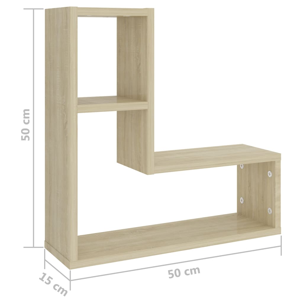 Wandregale 2 Stk. Sonoma-Eiche 50x15x50 cm Holzwerkstoff