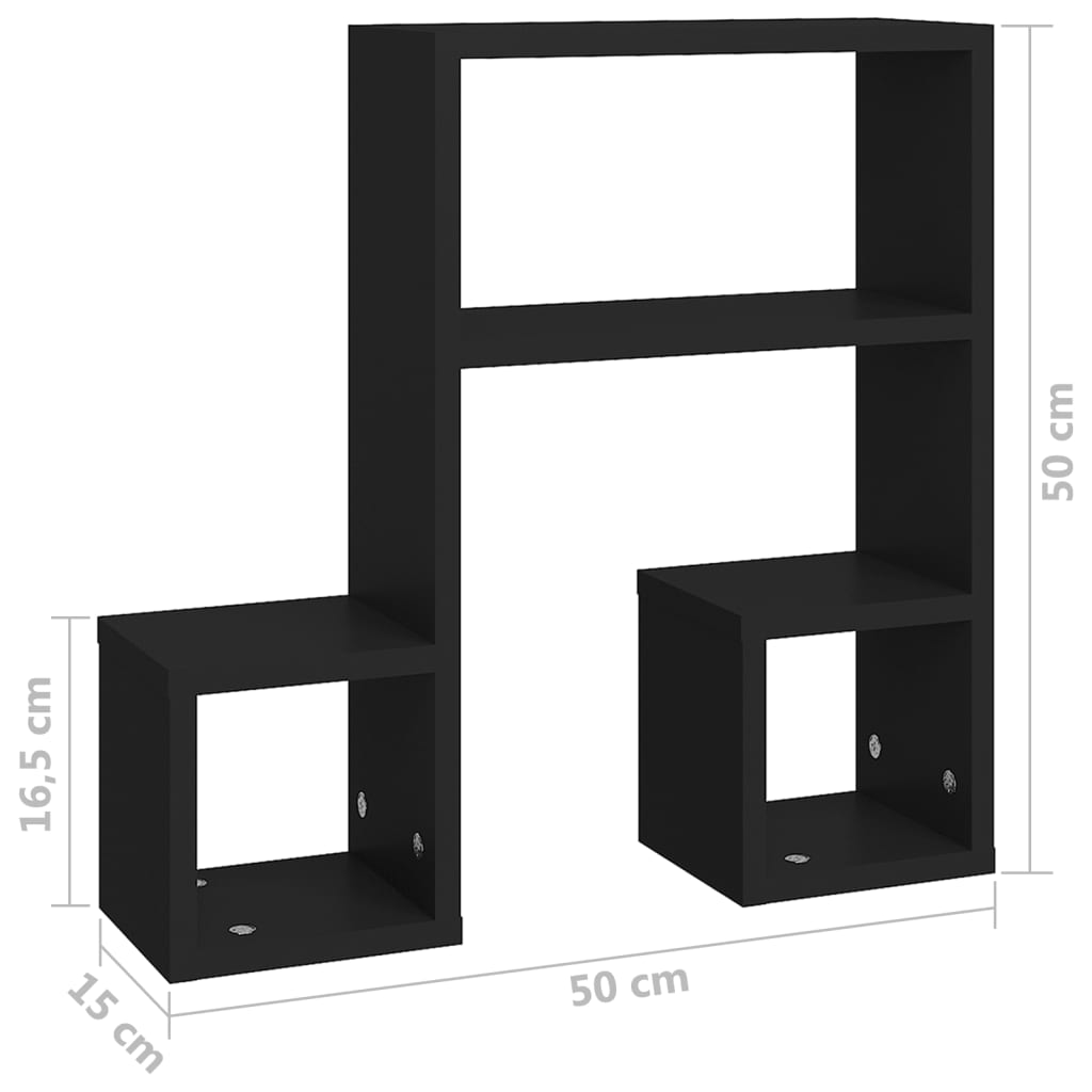 Wandregale 2 Stk. Schwarz 50x15x50 cm Holzwerkstoff