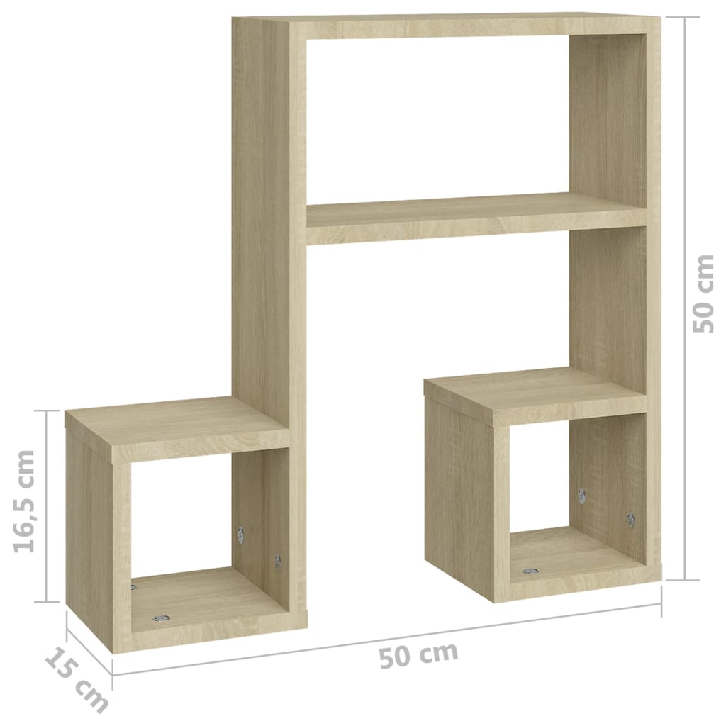 Wandregale 2 Stk. Sonoma-Eiche 50x15x50 cm Spanplatte