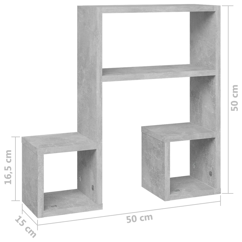 Wandregale 2 Stk. Betongrau 50x15x50 cm Spanplatte