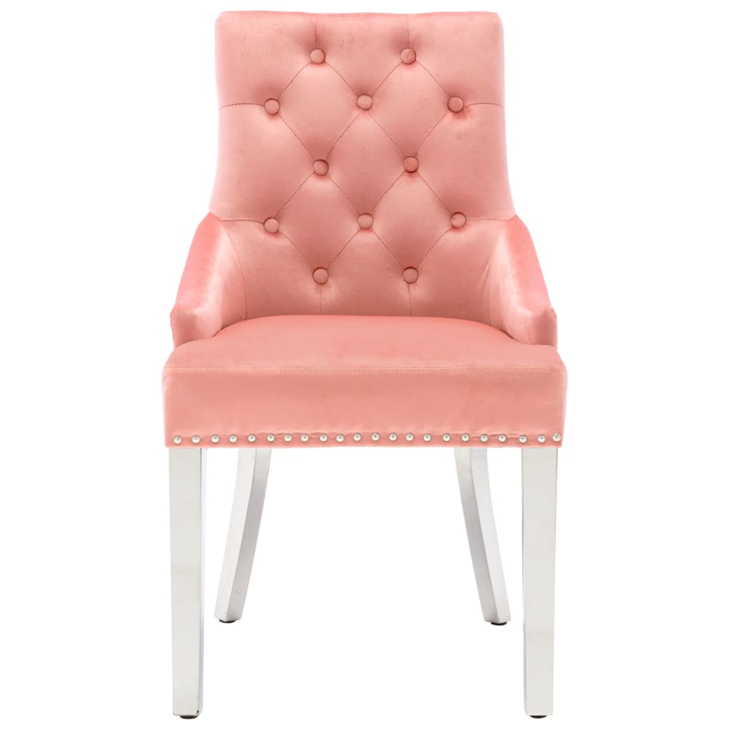 Esszimmerstühle 2 Stk. Rosa Samt