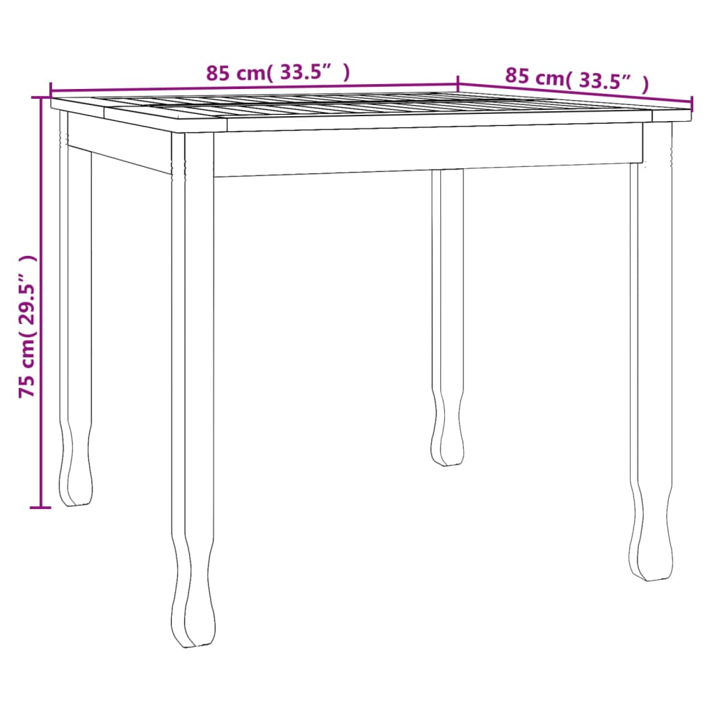 Garten-Esstisch 85x85x75 cm Massivholz Teak