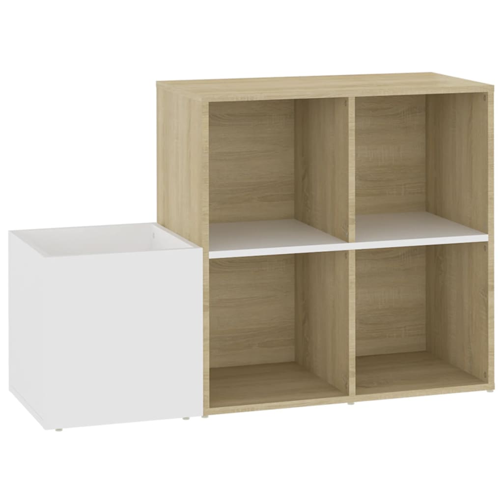 Flur-Schuhschrank Weiß Sonoma Eiche 105x35,5x70 cm Spanplatte