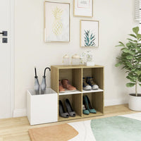 Thumbnail for Flur-Schuhschrank Weiß Sonoma Eiche 105x35,5x70 cm Spanplatte