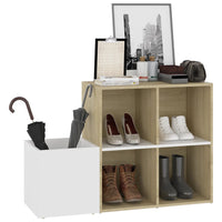 Thumbnail for Flur-Schuhschrank Weiß Sonoma Eiche 105x35,5x70 cm Spanplatte