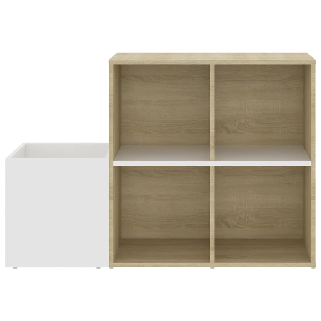 Flur-Schuhschrank Weiß Sonoma Eiche 105x35,5x70 cm Spanplatte