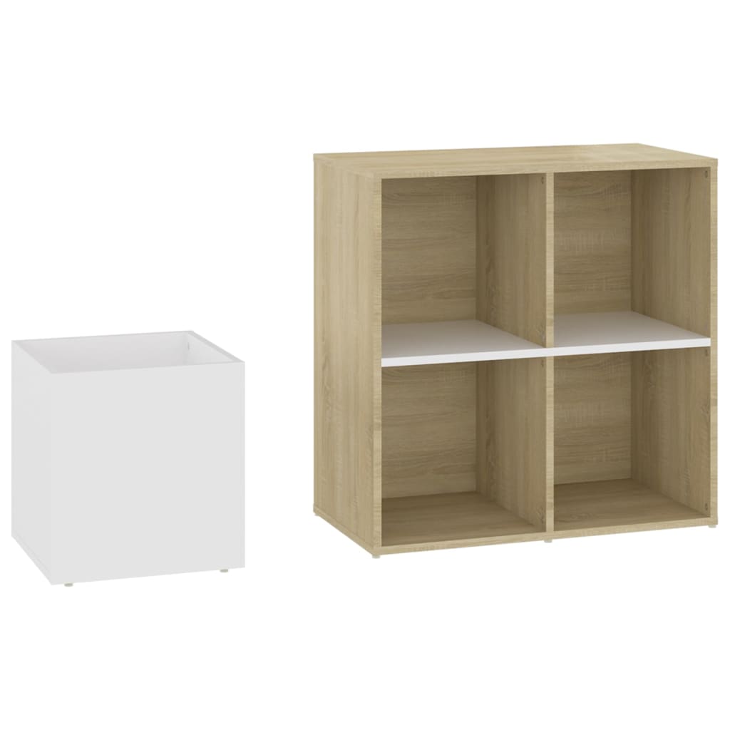 Flur-Schuhschrank Weiß Sonoma Eiche 105x35,5x70 cm Spanplatte