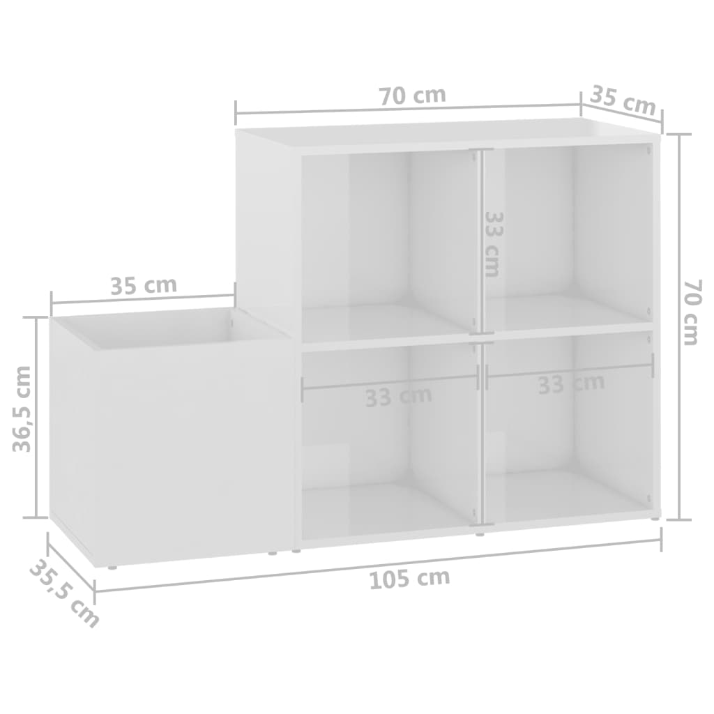 Flur-Schuhschrank Hochglanz-Weiß 105x35,5x70 cm Spanplatte