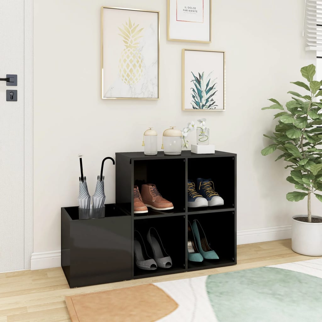 Flur-Schuhschrank Hochglanz-Grau 105x35,5x70 cm Spanplatte