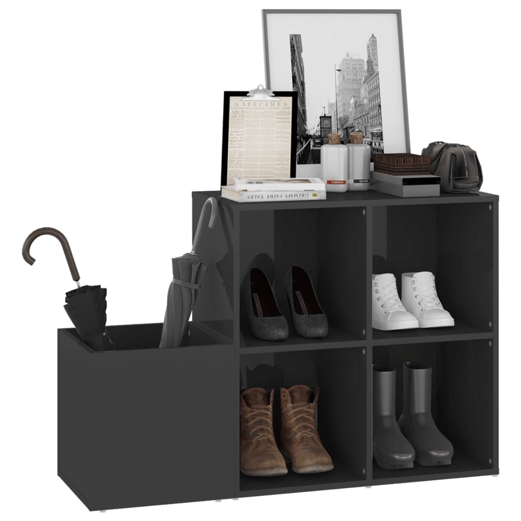 Flur-Schuhschrank Hochglanz-Grau 105x35,5x70 cm Spanplatte
