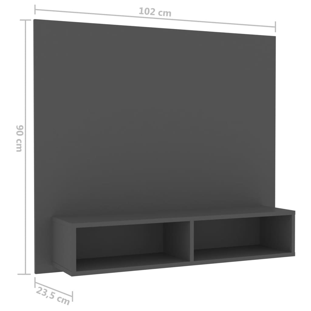 TV-Wandschrank Grau 102x23,5x90 cm Spanplatte
