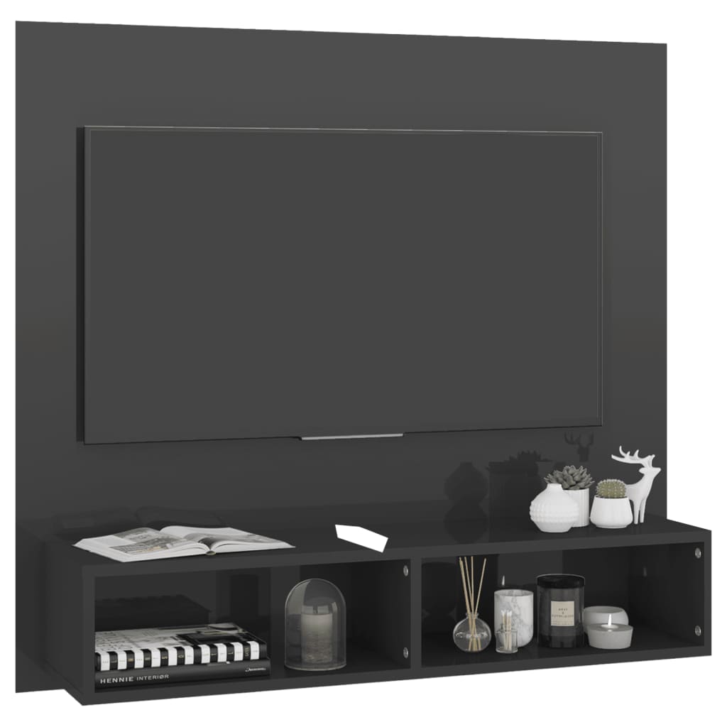 TV-Wandschrank Hochglanz-Grau 102x23,5x90 cm Spanplatte