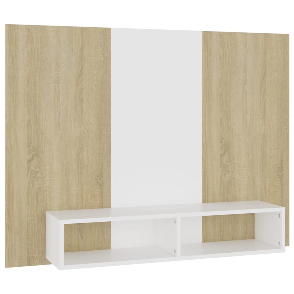 TV-Wandschrank Weiß Sonoma-Eiche 120x23,5x90 cm Spanplatte