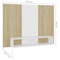 Thumbnail for TV-Wandschrank Weiß Sonoma-Eiche 120x23,5x90 cm Spanplatte