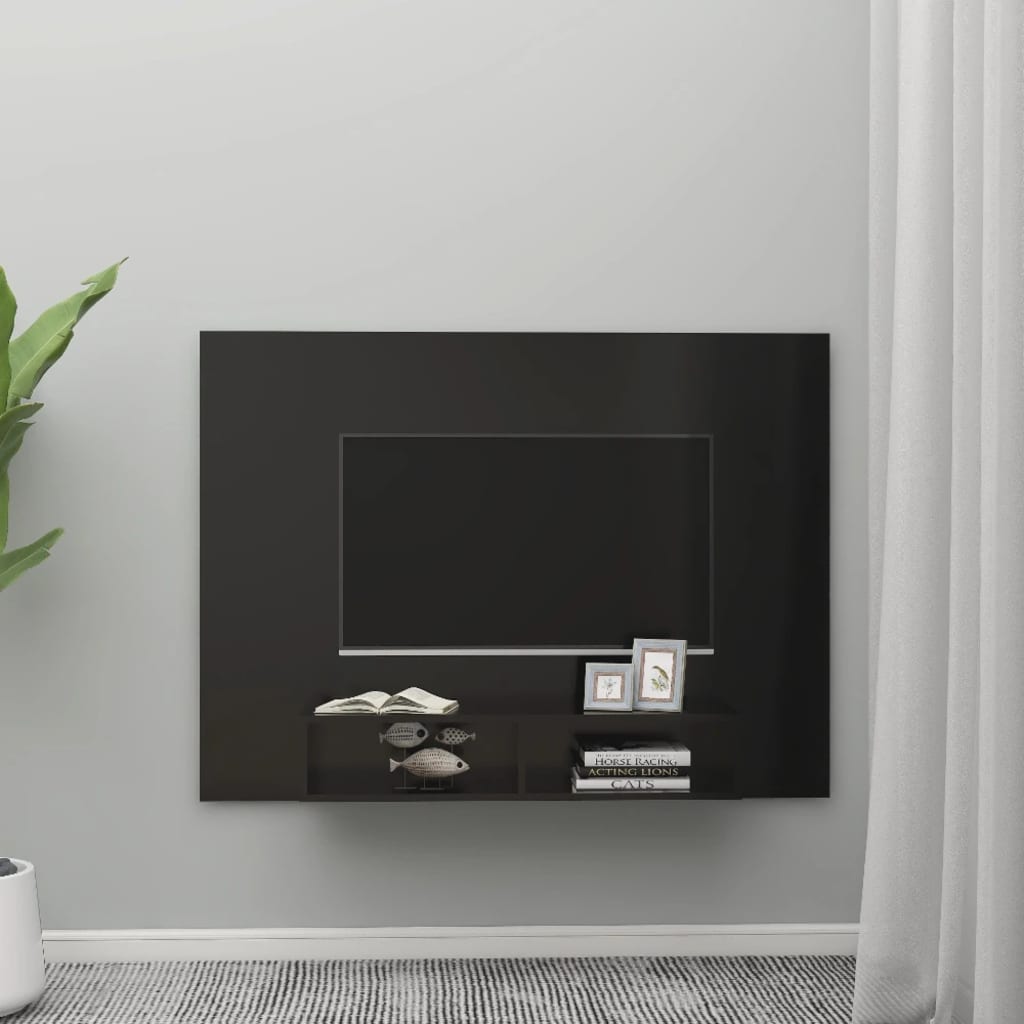 TV-Wandschrank Schwarz 135x23,5x90 cm Holzwerkstoff