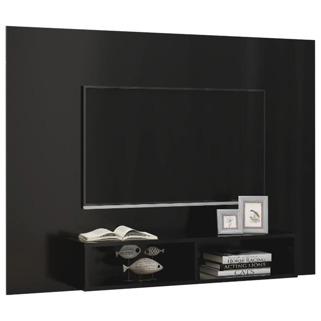 TV-Wandschrank Schwarz 135x23,5x90 cm Holzwerkstoff