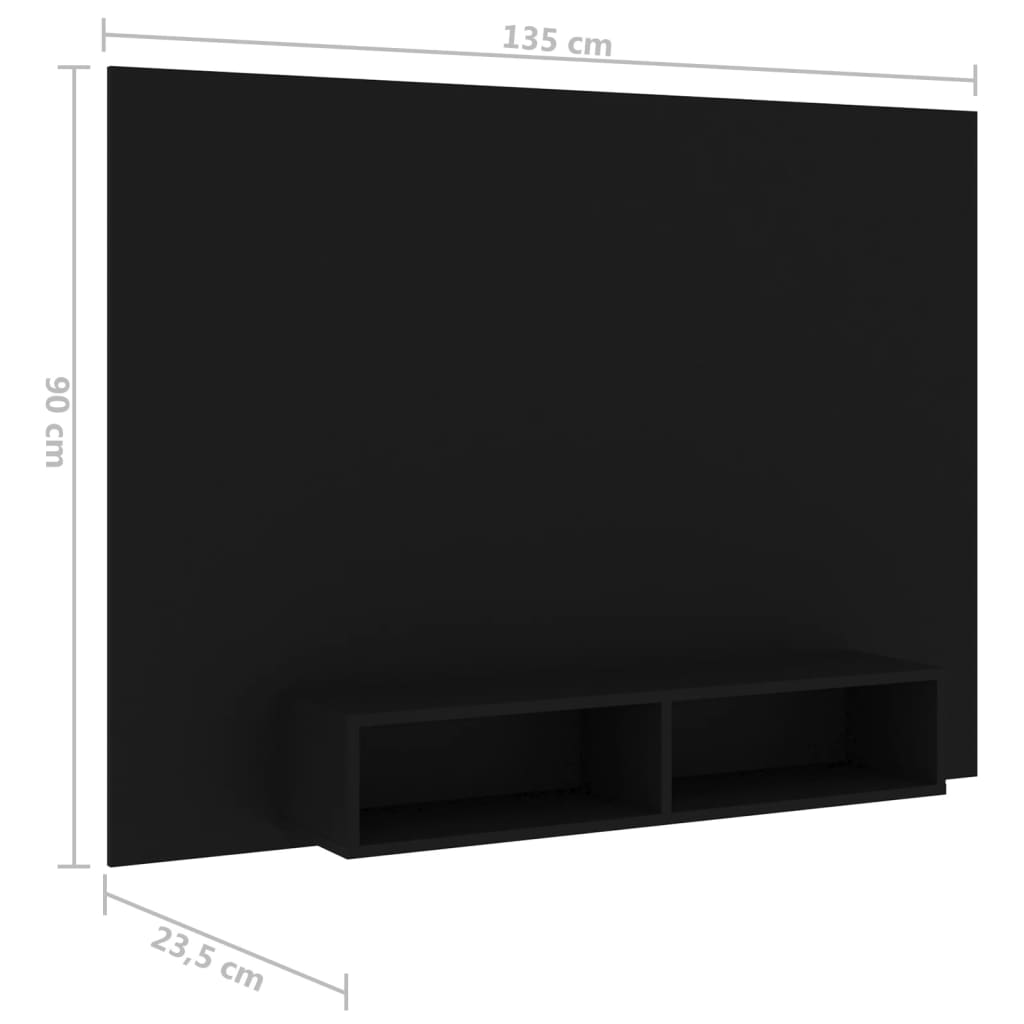 TV-Wandschrank Schwarz 135x23,5x90 cm Holzwerkstoff