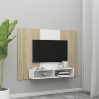 Thumbnail for TV-Wandschrank Weiß Sonoma-Eiche 135x23,5x90 cm Spanplatte